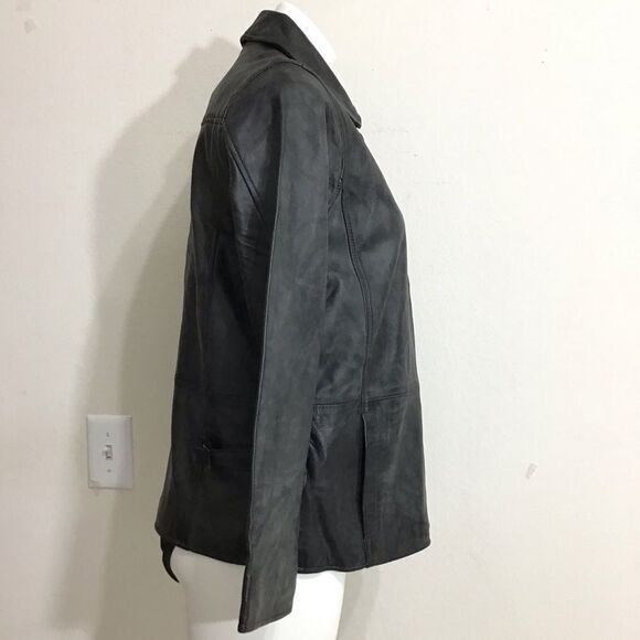 Black Leather Jacket Mercedes Logo New Size Small - Picture 4 of 16